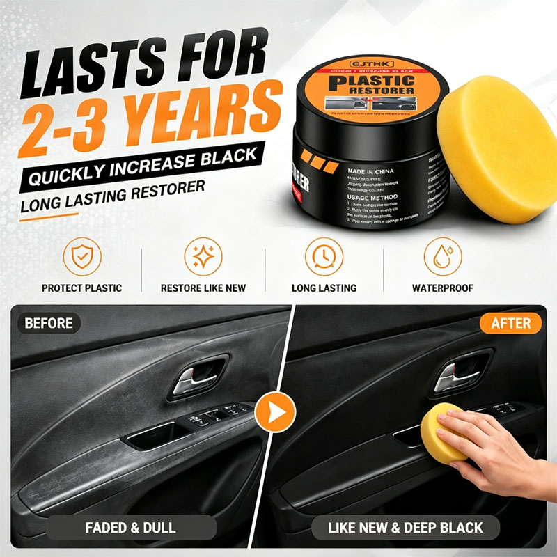 Leather Cleaner Interior - น้ำยาฟื้นฟูพลาสติกรถยนต์ กลับสู่ความเงางามสีดำ น้ำยาเคลือบแว็กซ์สำหรับฟื้นฟูภายในรถยนต์ หนัง และแผงต่างๆ น้ำยาขัดและเคลือบซ่อมแซมรถยนต์